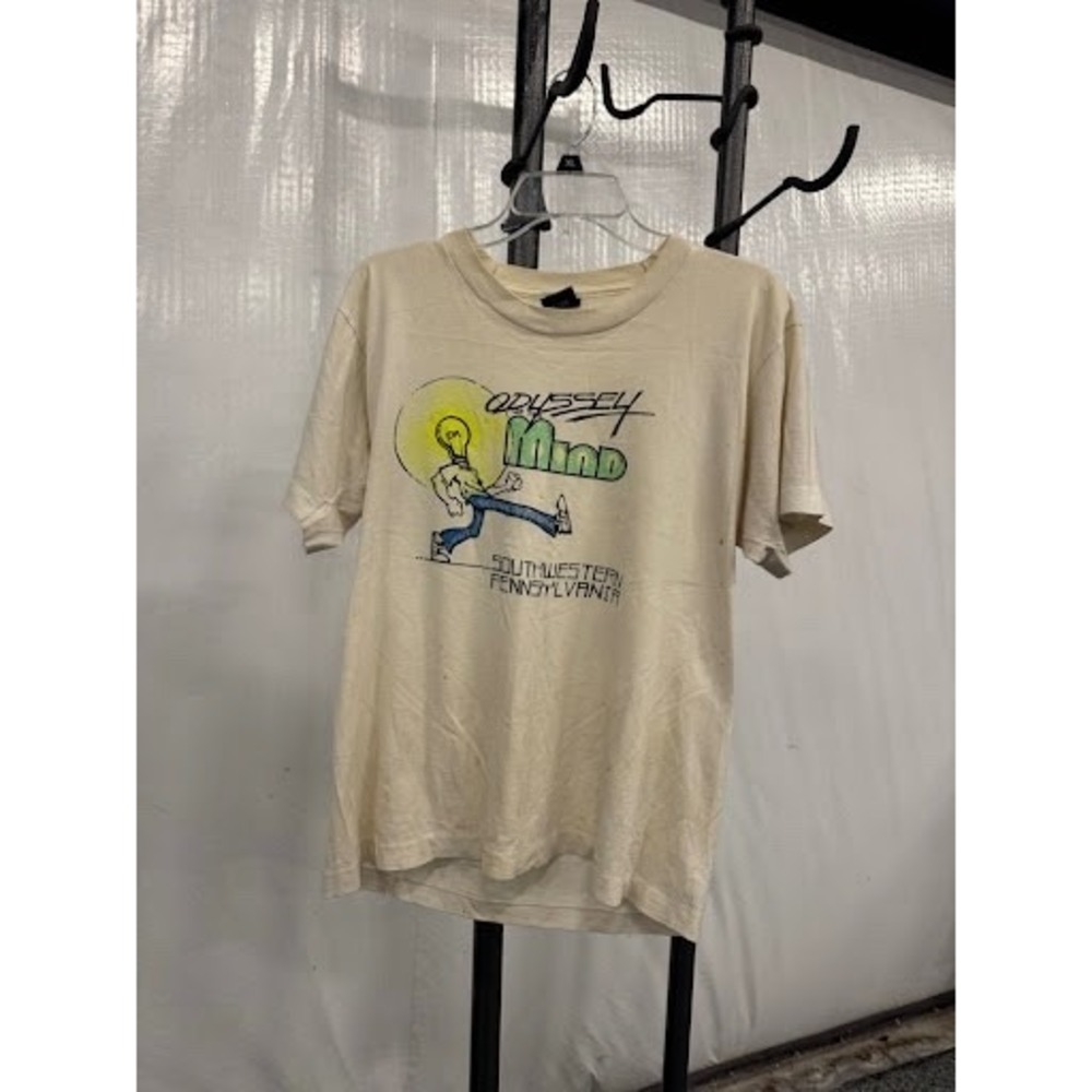 Vintage Odyssey of the Mind Southwestern PA Tee Screen Stars Best Cream Large